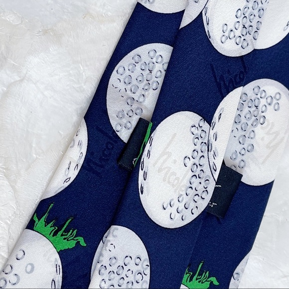 Nicole Miller Blue Golf Ball Silk Men’s Tie Vtg - Picture 2 of 9